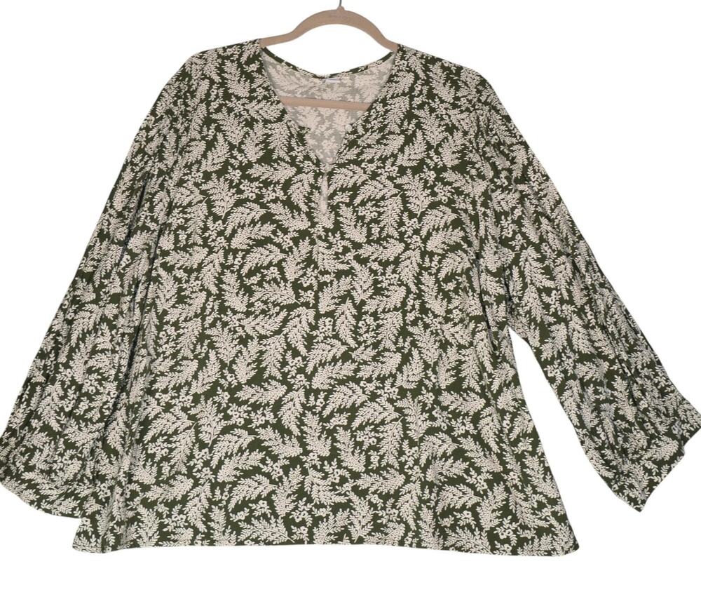 Old Navy Cottagecore Floral Blouse Womens 2XL Boho Prairiecore Split Neck Top